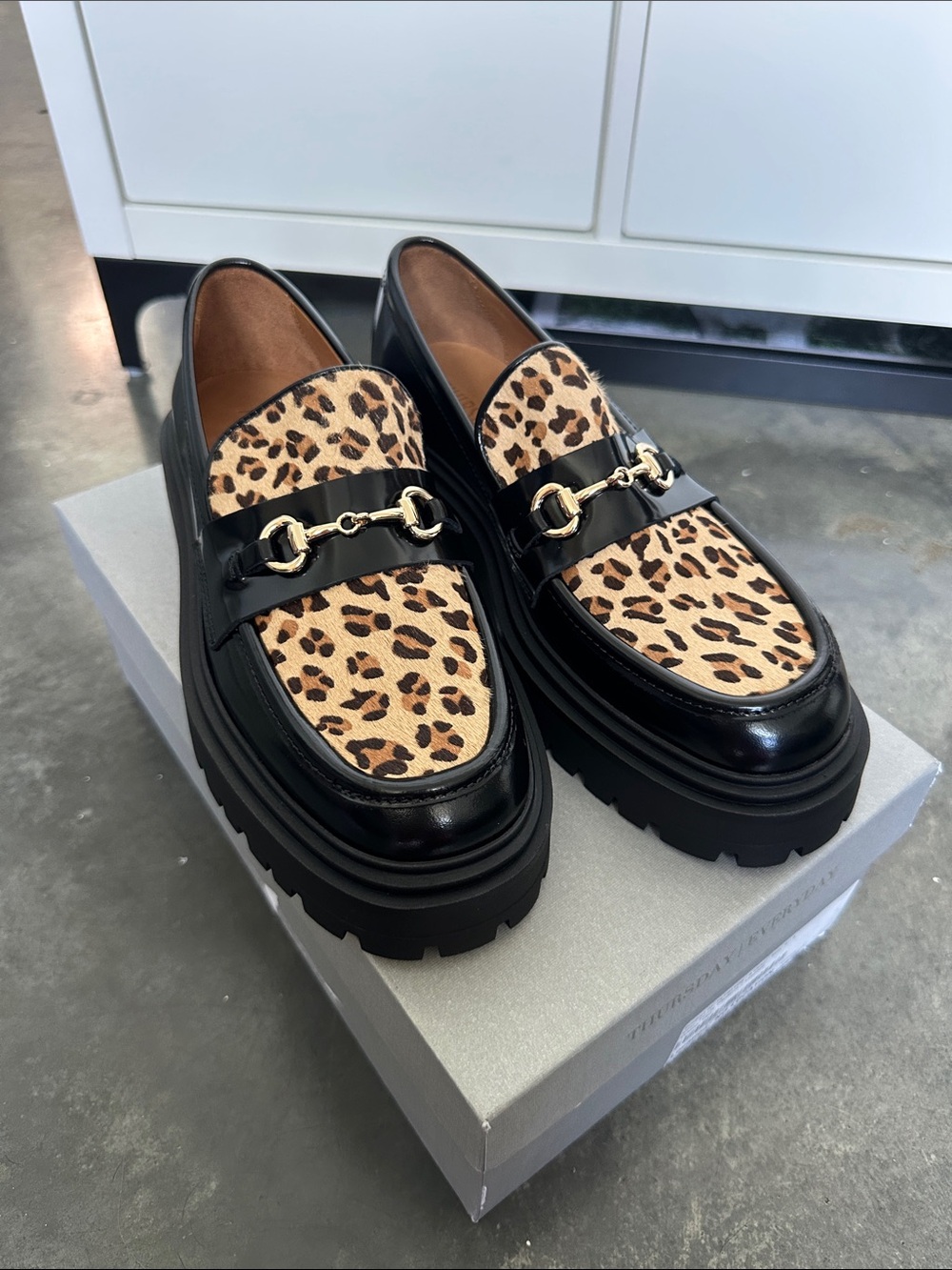 Thursday Penny Platform Loafer Leopard Goldbi
